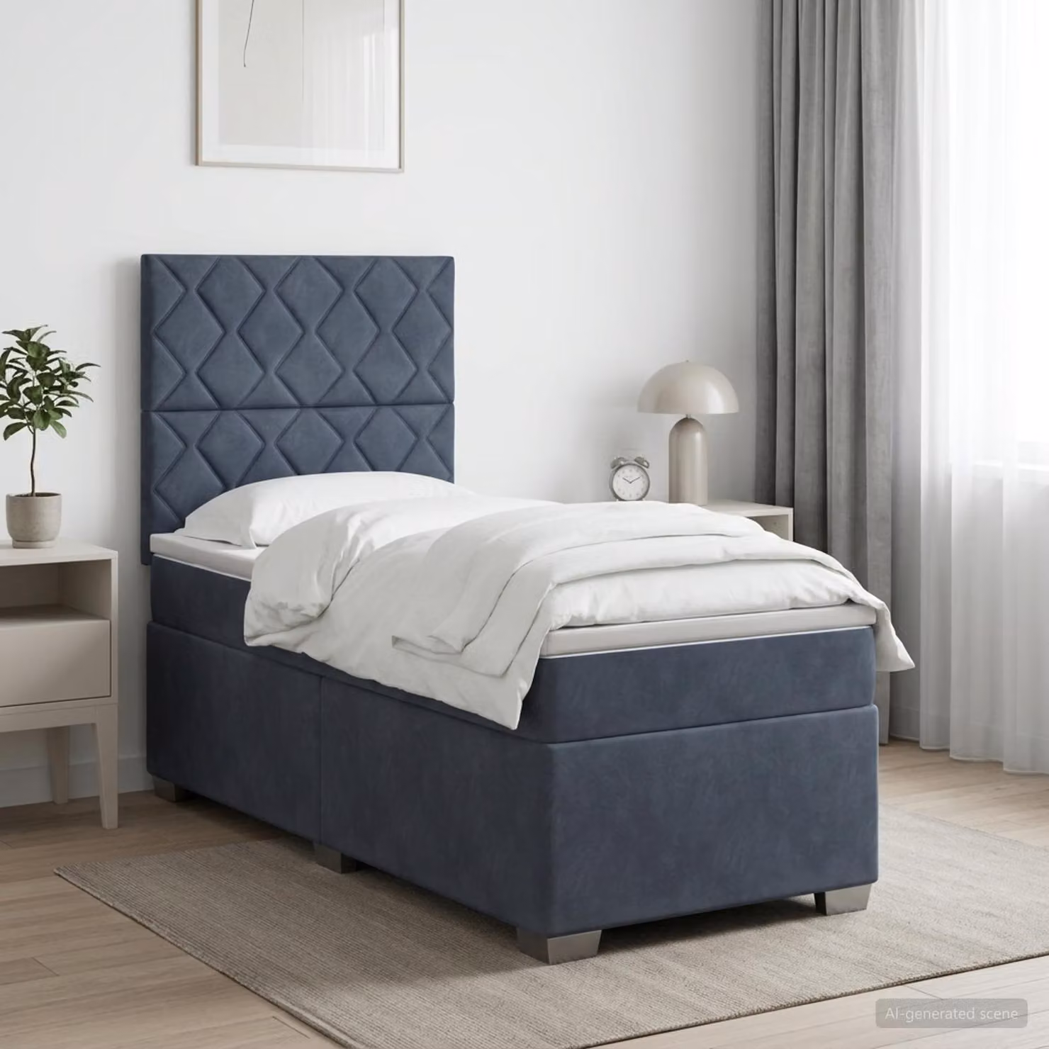 Letto box spring vidaXL con materasso a molle insacchettate in tessuto grigio, L 200 cm x P 100 cm