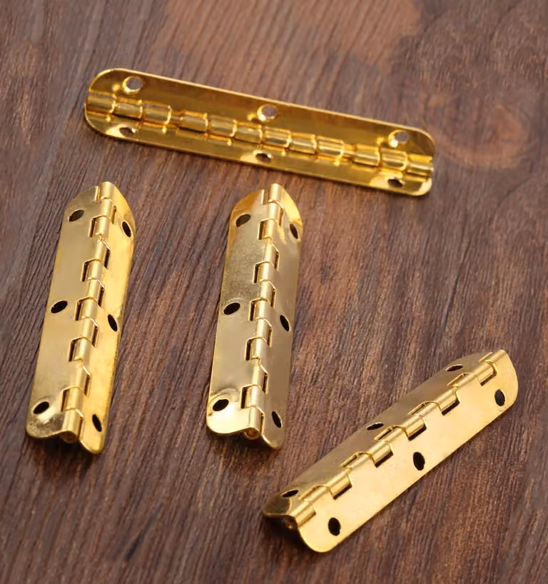 Set di 10 cerniere lunghe (lunghezza 6,5 cm, ottone, apertura massima 90 gradi)
