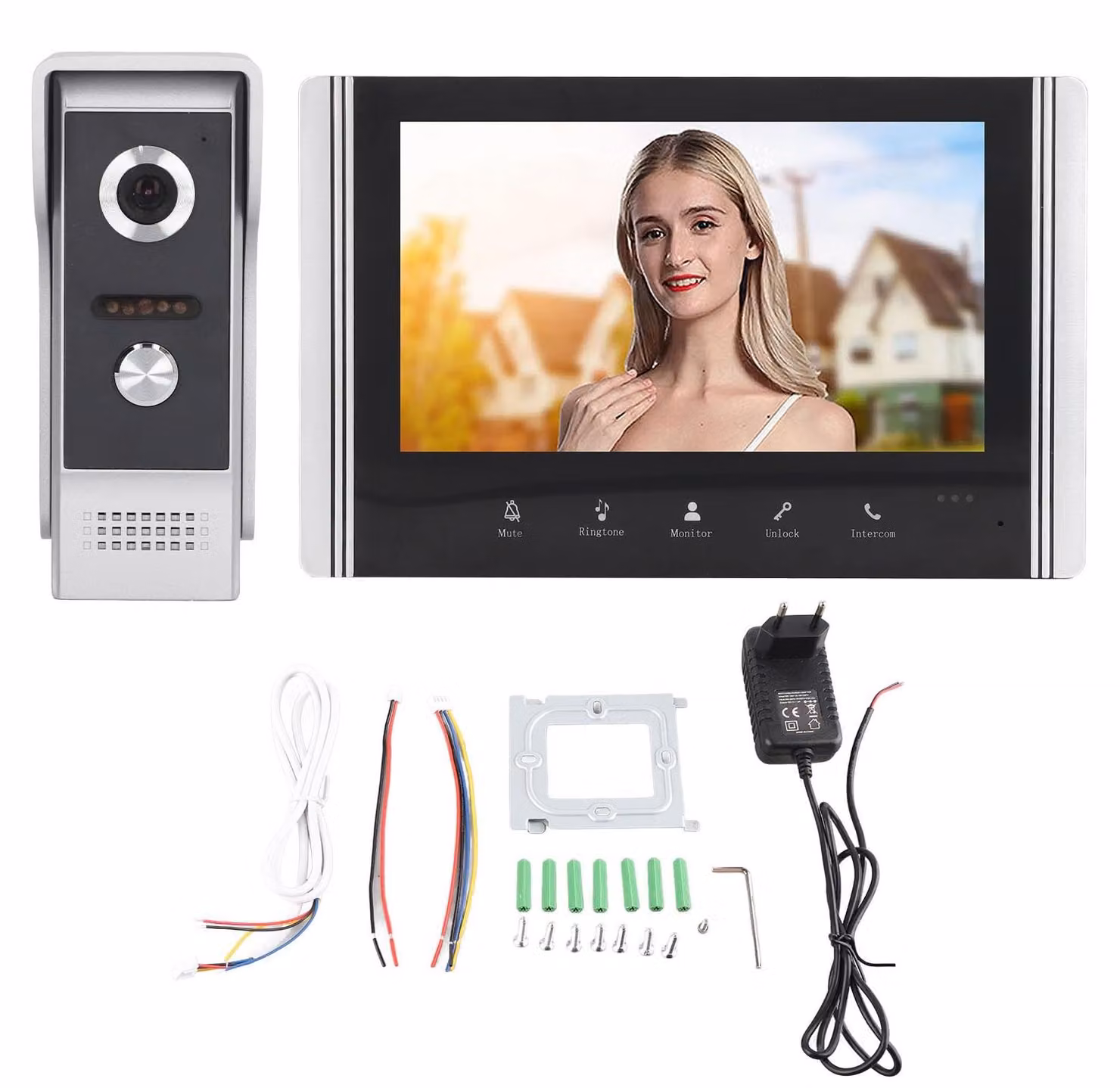 Videocitofono con schermo - Display WiFi da 7 pollici - Risoluzione 800x480 - Materiale: ABS e alluminio - Adatto per montaggio a parete