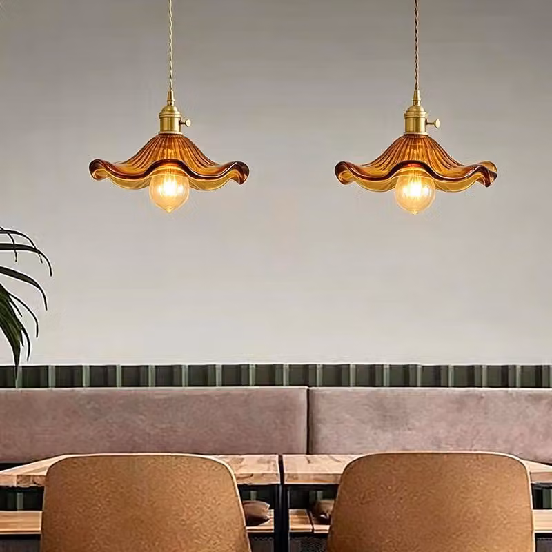 Set di 2 lampade a sospensione Zelurxx, stile nordico, con paralume in vetro, altezza regolabile, adatte per sala da pranzo, cucina, soggiorno, bar, colore marrone