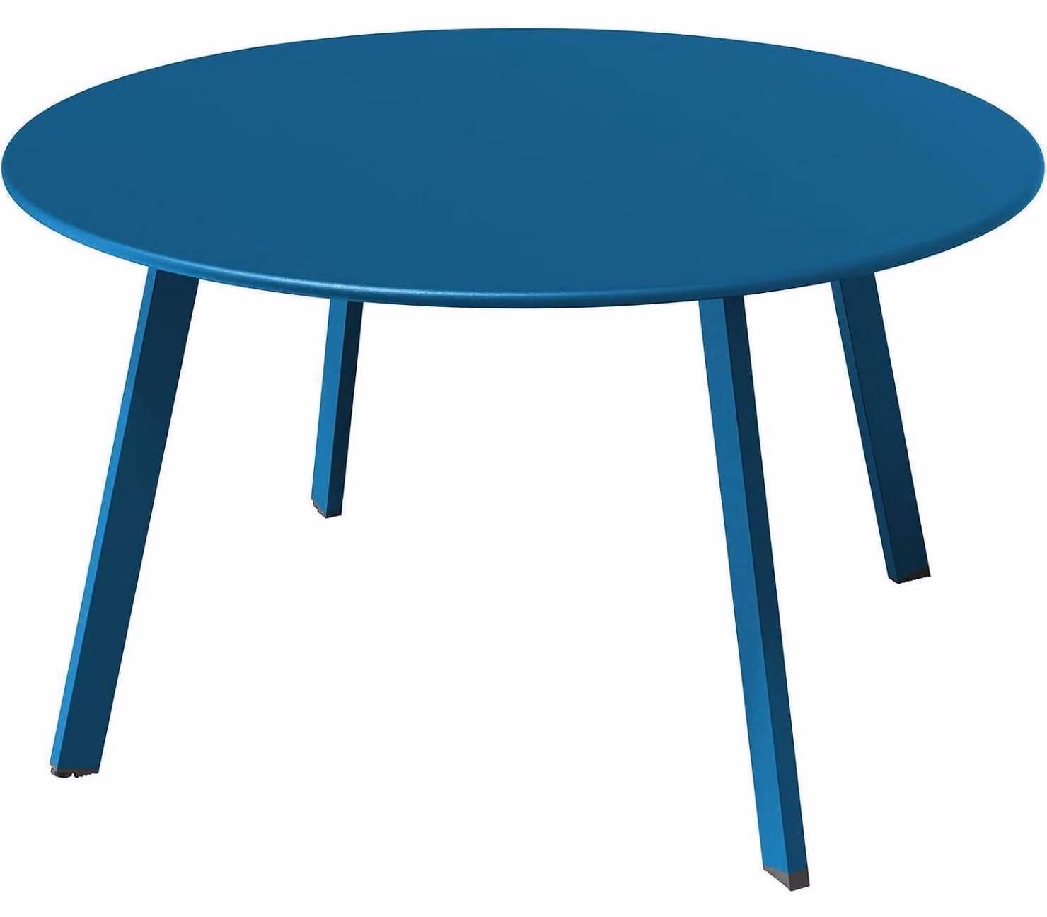 Tavolino da esterno e interno, colore blu, metallo, forma rotonda, capacità di carico: 75 kg