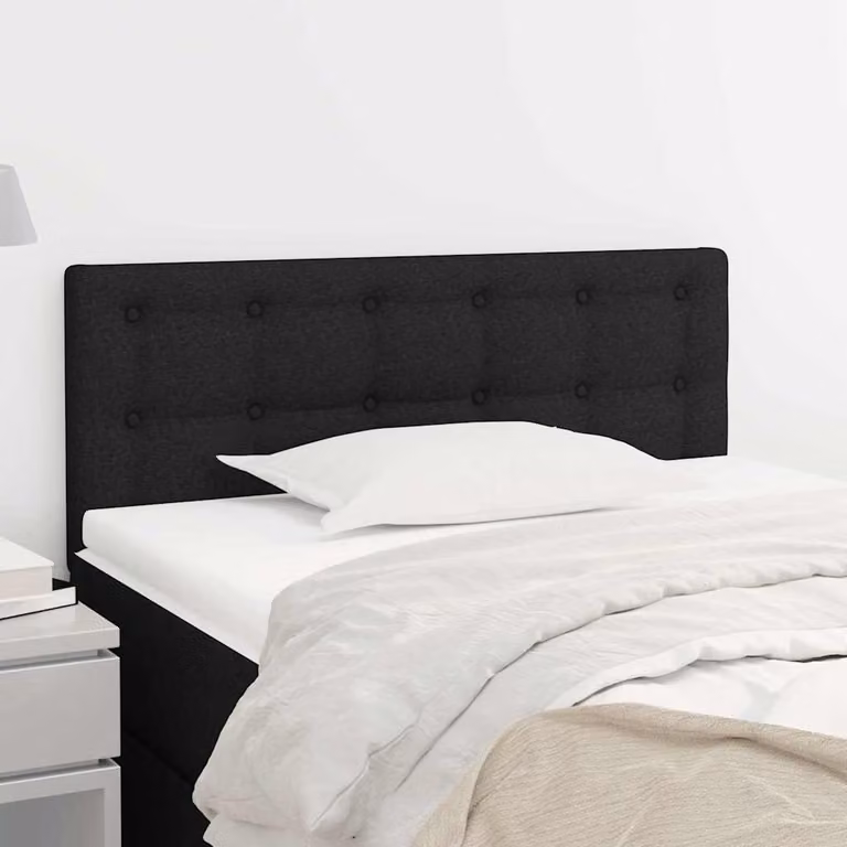 Testiera per letto vidaXL in tessuto nero con struttura in legno, L: 90 cm, P: 5 cm, H: 78-88 cm