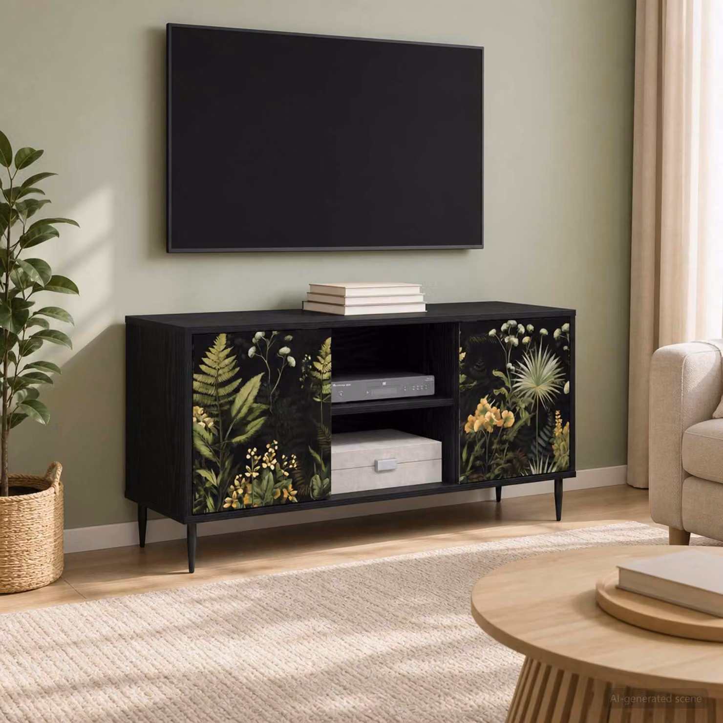 Mobile TV vidaXL RHENEN in Rovere Nero, L 102 x P 33 x H 51 cm