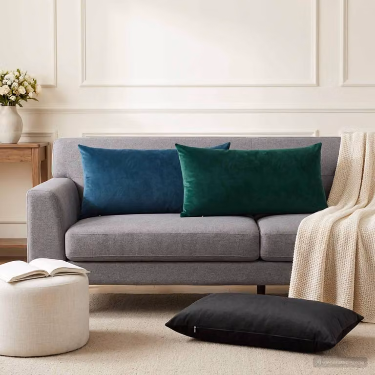 Set di 6 federe vidaXL HEERLEN in velluto verde scuro, L 40 cm x P 80 cm
