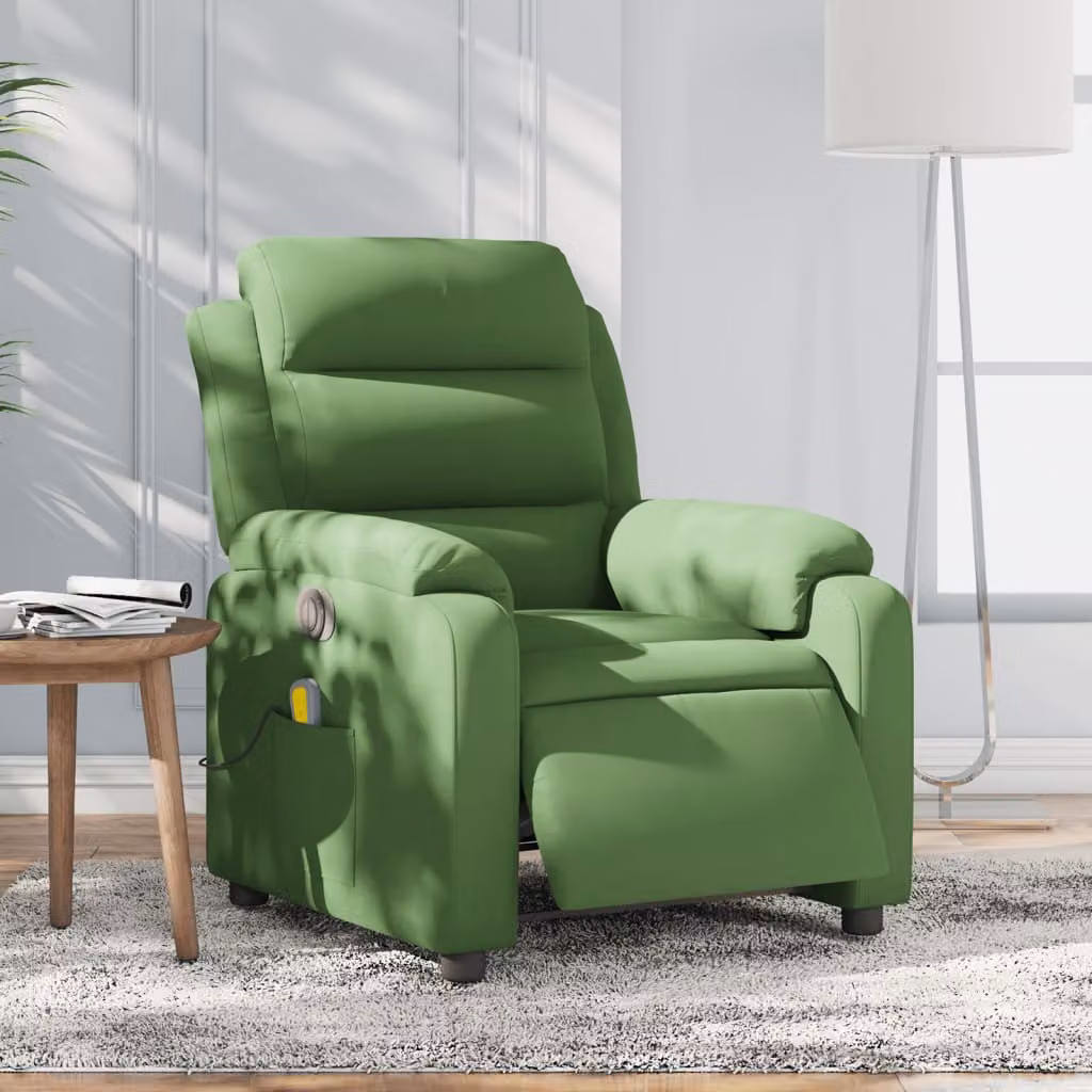 vidaXL Poltrona Reclinante Elettrica Moderna in Velluto Verde con Braccioli