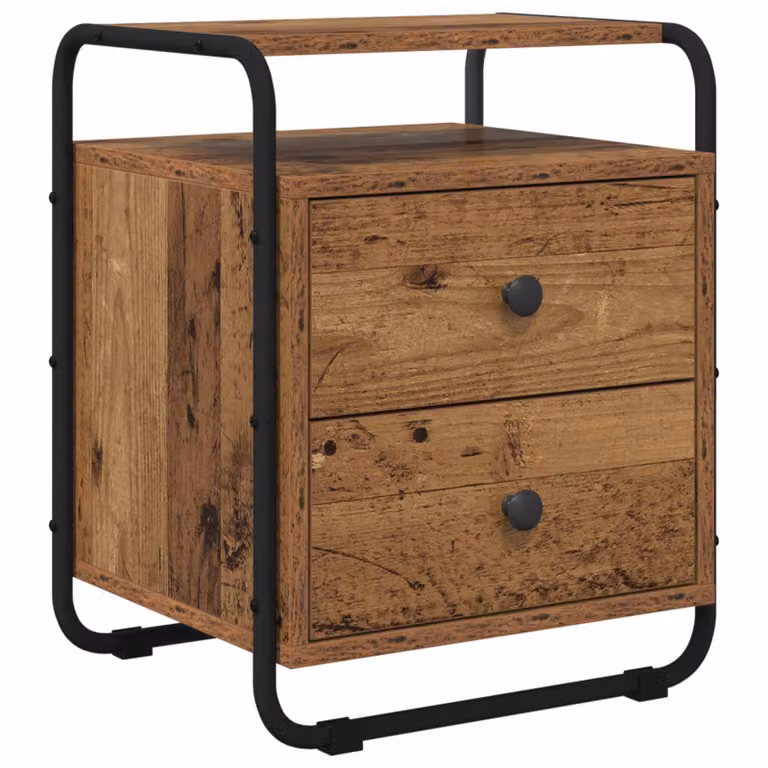 Armadio da notte vidaXL in legno e metallo color marrone stile moderno