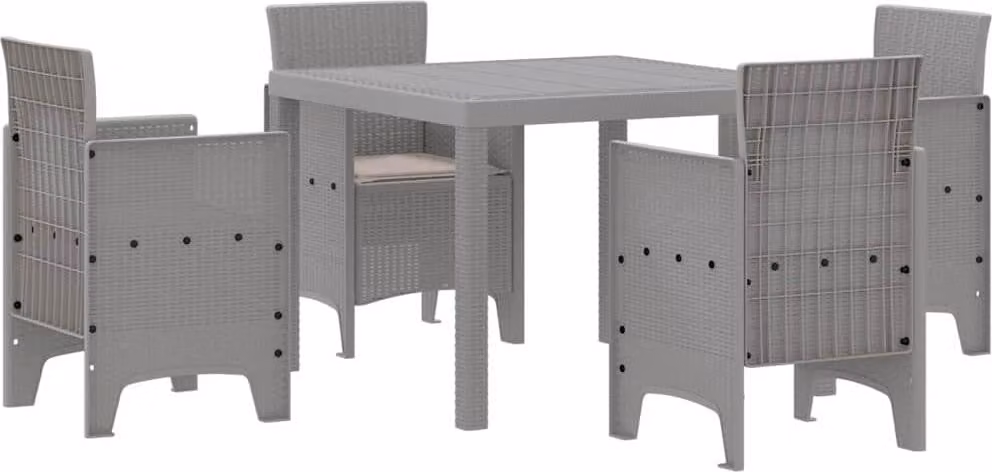 Set da Pranzo per Giardino 5 pcs Grigio chiaro Polipropilene