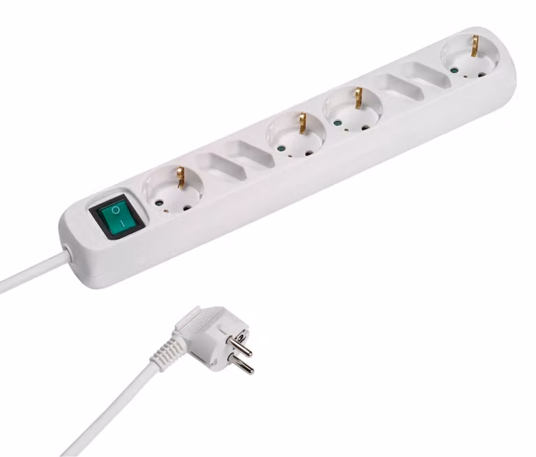 VIVanco™Multipresa Bianca 4 Schuko E 4 Prese EU, Cavo 1,4 M, Interruttore ON/OFF