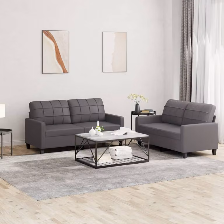 Maison Exclusive - Set divano 2 pezzi con cuscini, in ecopelle grigia