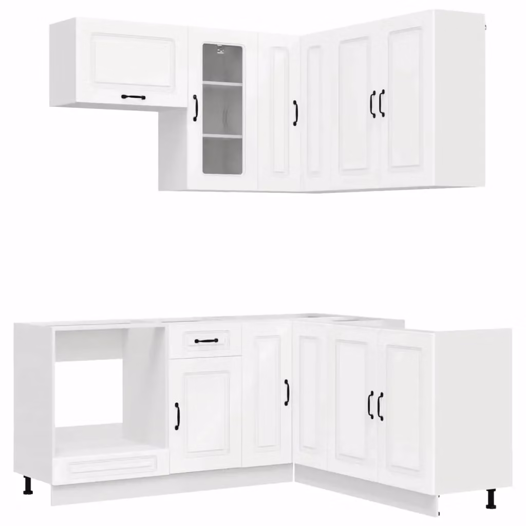 Unità cucina moderna vidaXL KALMAR in 8 pezzi bianco con ante in vetro e struttura in MDF L/P/H: 155 x 80 x 80 cm – 2