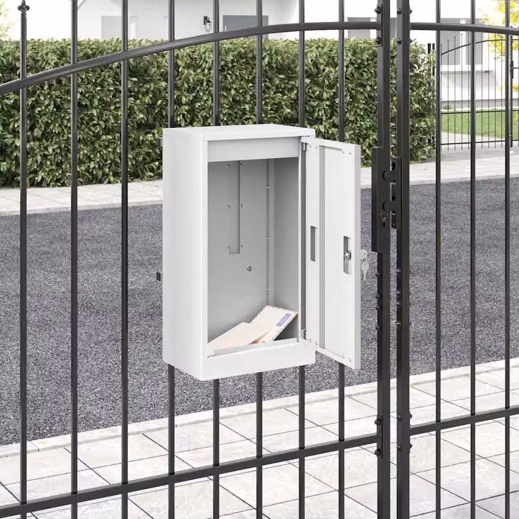 Cassetta postale vidaXL in acciaio bianco L 30 cm x P 20 cm x H 55 cm