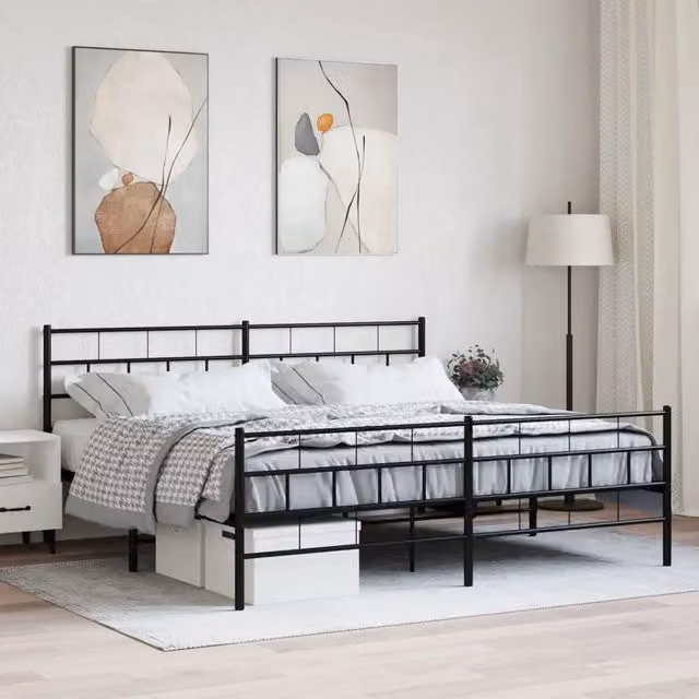 Giroletto vidaXL con testiera e pediera in metallo nero L/P/H: 200 x 200 x 90 cm – 1