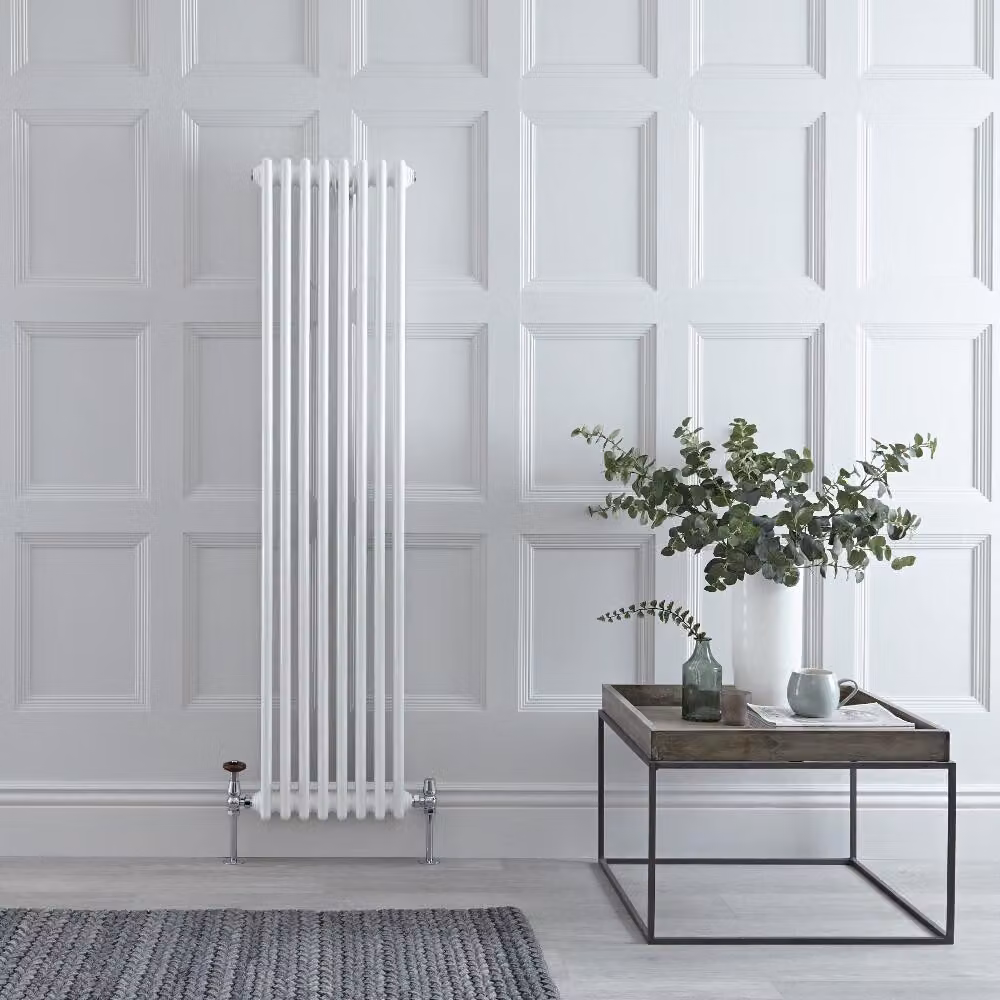 Radiatore Verticale Bianco in Stile Ghisa - 1500 x 380 x 100mm - 860W - Regent