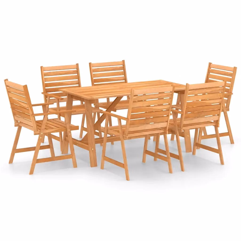 vidaXL Set da Pranzo da Giardino 7 pz in Legno di Acacia Marrone – 2
