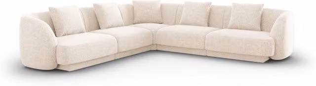 Divano angolare reversibile Tulum di Cosmopolitan Design, 5 posti in ciniglia beige chiaro, L/P/H: 255 x 141 x 70 cm