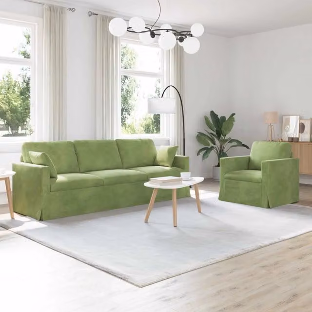 Set di divani 2 pz Verde chiaro Velluto 3407628