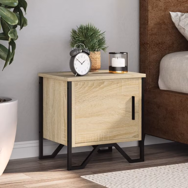 Set di 2 comodini vidaXL in legno multistrato color rovere sonoma per camera da letto, L 40 x P 30 x H 40 cm