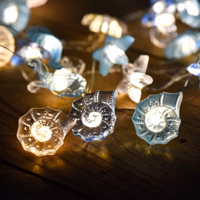 Catena luminosa con motivi oceanici, lunghezza 3 metri, 30 LED, alimentata a batteria