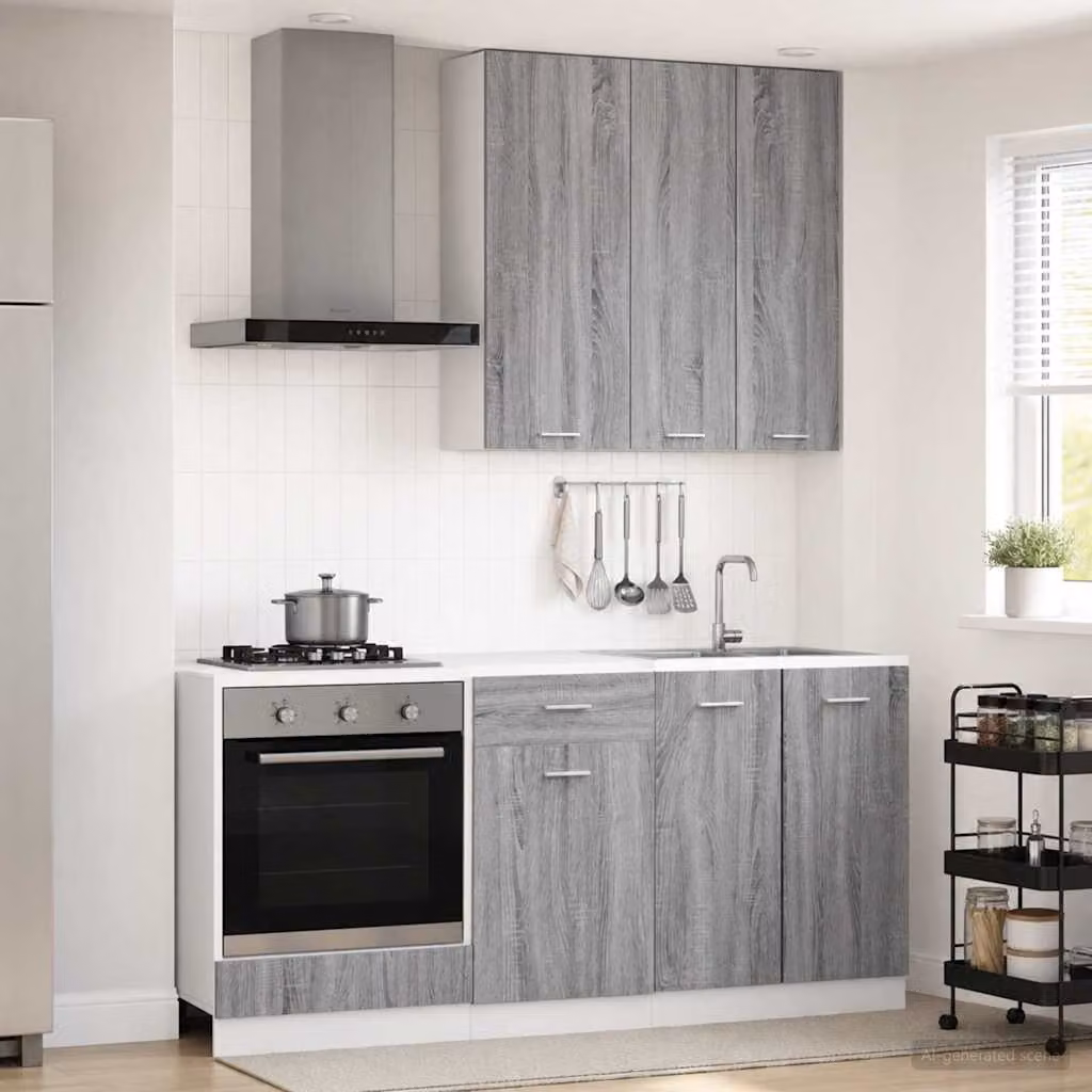 Unità cucina moderna vidaXL LYON composta da 5 pezzi in legno ingegnerizzato MDF, colore grigio opaco