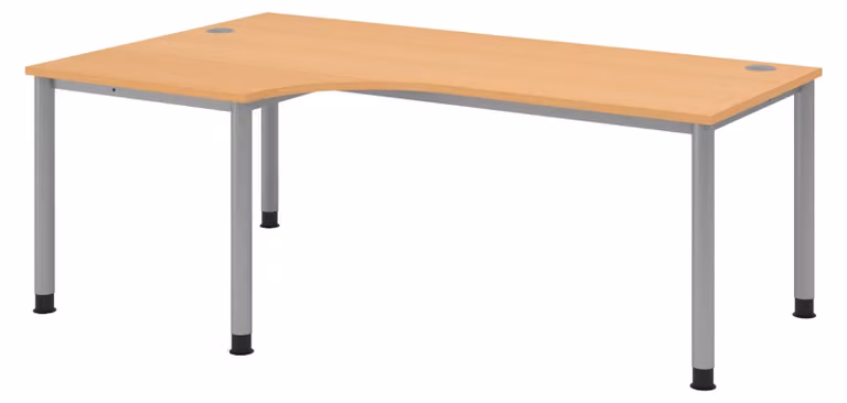 Scrivania bümö Serie H - Struttura: argento, finitura: faggio, dimensioni: scrivania angolare 200 x 120 cm