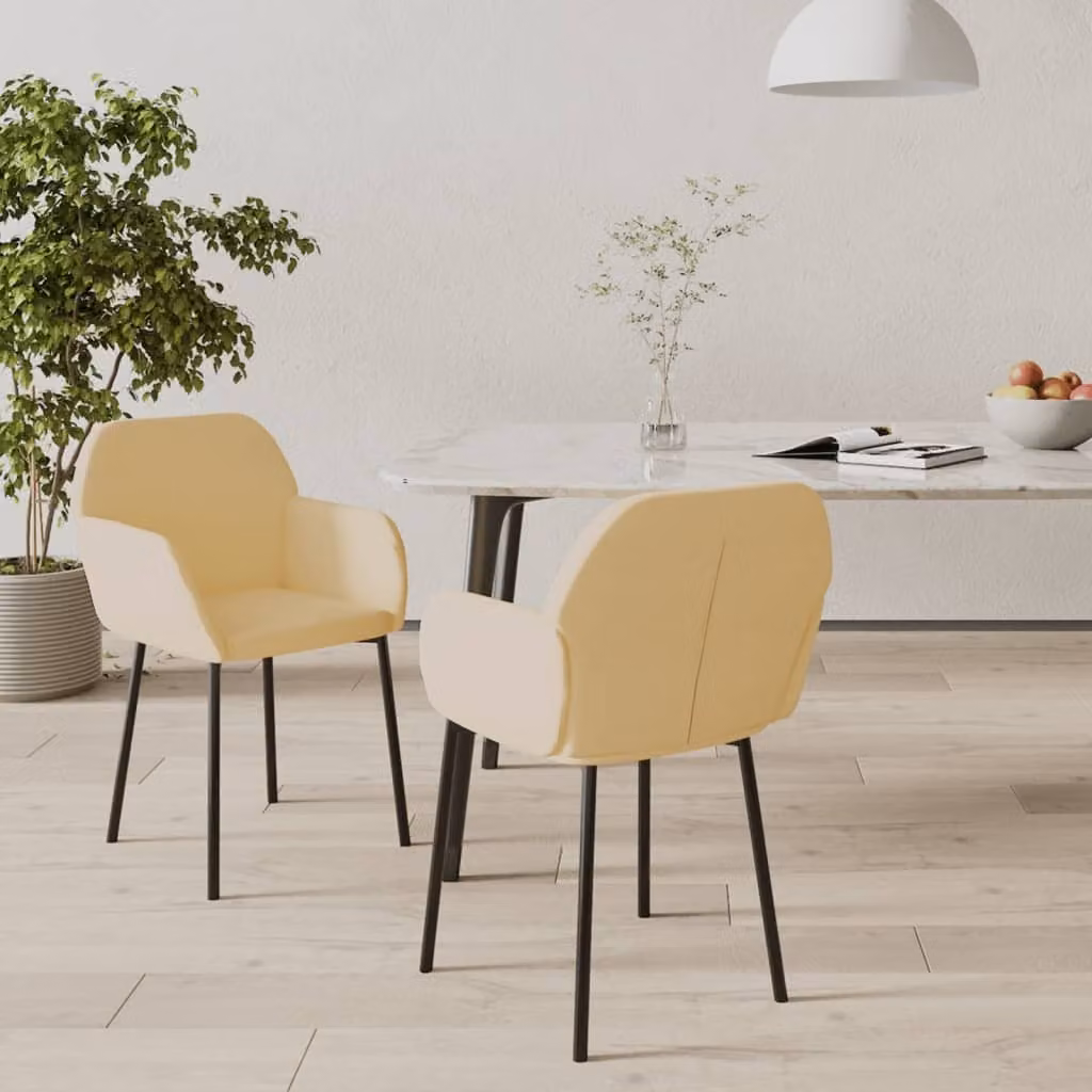 The Living Store Sedie da pranzo 2 pezzi. Velluto crema