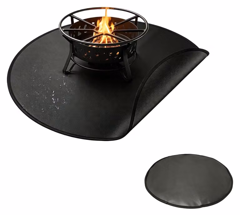 Tappetino rotondo da 60 cm, resistente al calore, per stufe a legna e barbecue da esterno