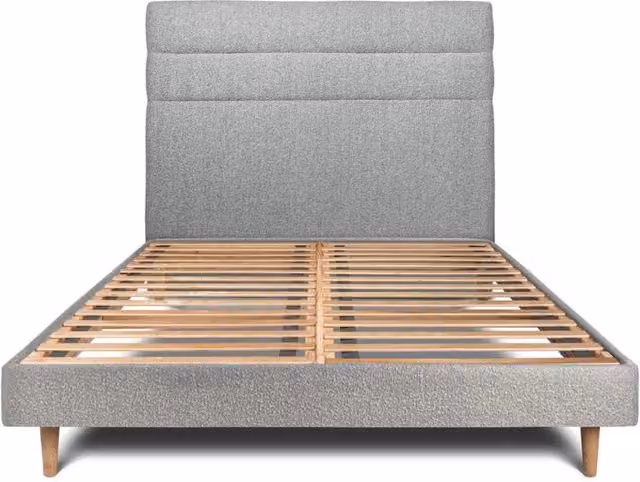 Letto 160x200 cm con testiera in linea - tessuto bouclé