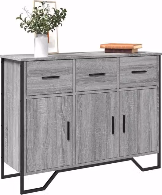 Credenza Buffet Design Mania Grigio Opaco per Cucina e Sala da Pranzo L: 97 cm, P: 32,5 cm, H: 74,5 cm
