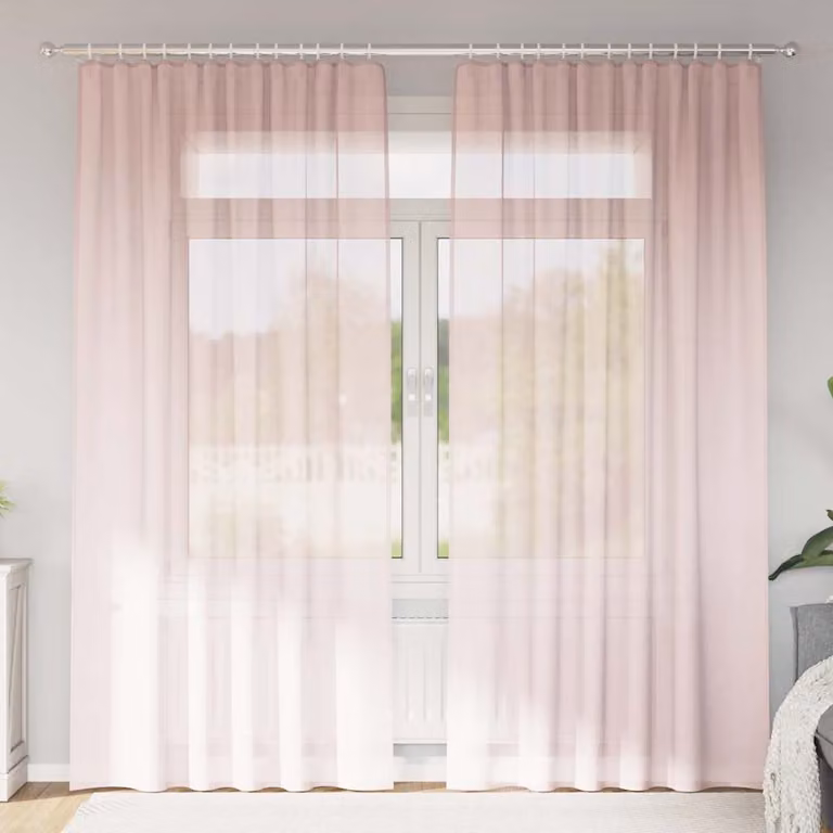 Set di 2 tende in voile semi-trasparenti vidaXL rosa chiaro con tasche per asta