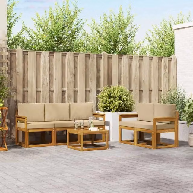 Set di divani da esterno 6 pz Naturale e Beige 3366001