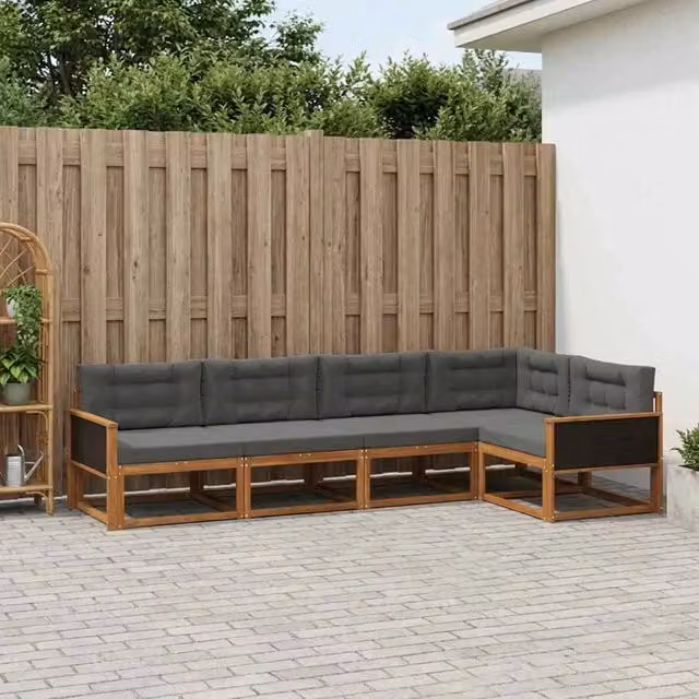 Set di divani da esterno 5 pz Naturale e Antracite 3382555