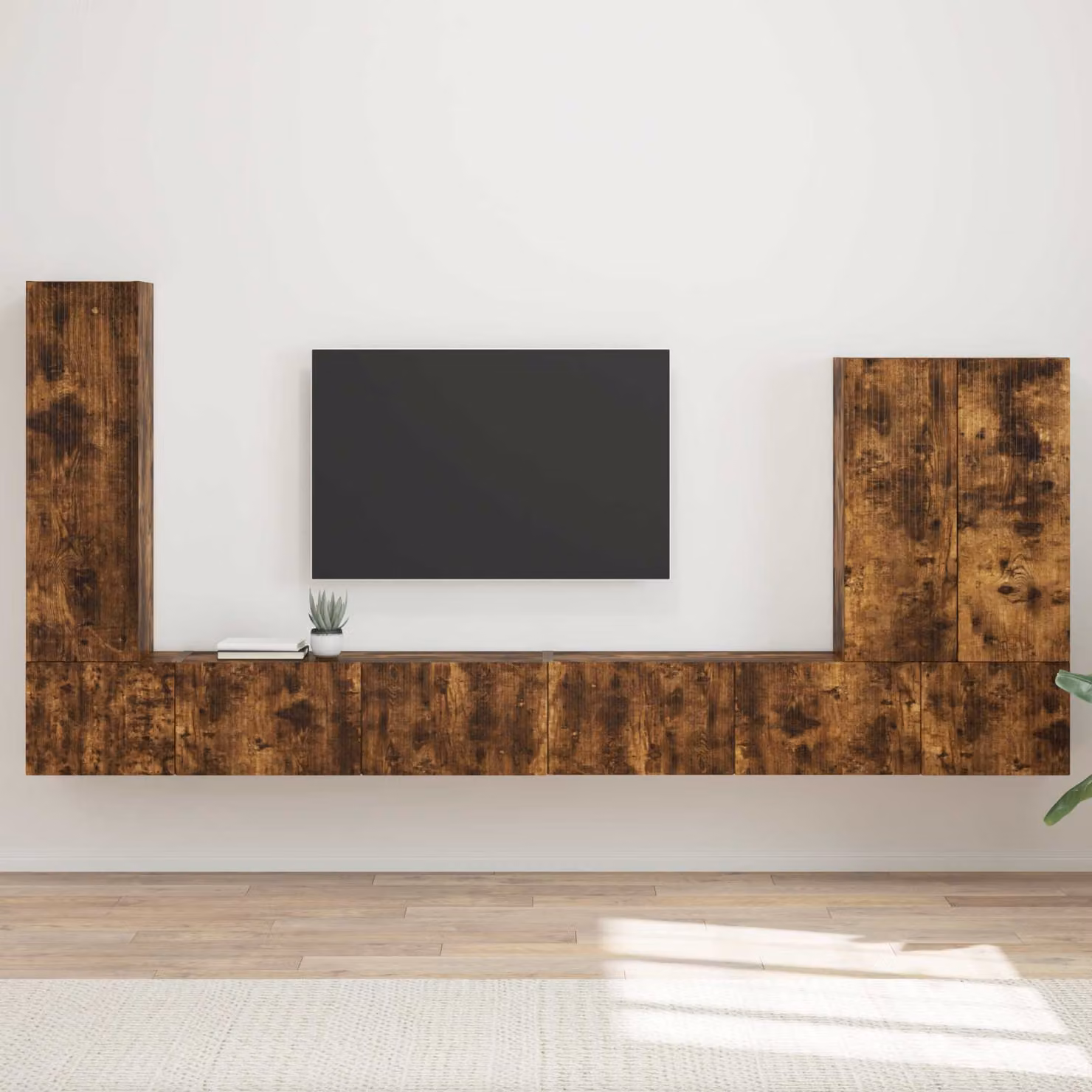 Set di 6 mobiletti da TV a parete vidaXL in rovere fumé moderno – 1