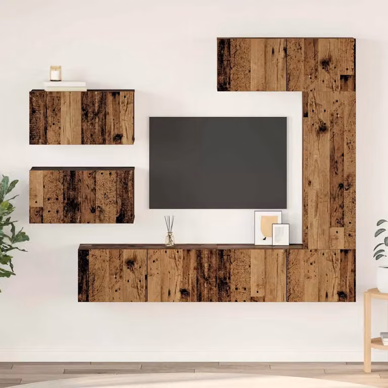 Set mobile TV moderno vidaXL in 6 pezzi color marrone in legno e MDF