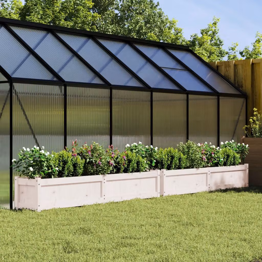 Set di 2 fioriere da giardino vidaXL in legno massello di pino, colore bianco – 1