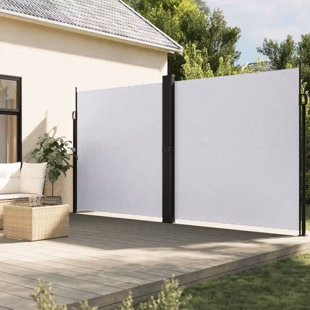Tenda da sole laterale retrattile vidaXL in poliestere e acciaio, colore bianco, L: 600 cm, H: 200 cm – 1