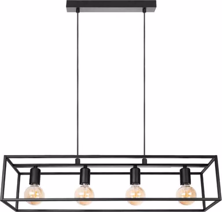 Lampada a sospensione moderna Loft Horus 2863/Z-B-4 nera con 4 attacchi E27 e sospensione regolabile in altezza