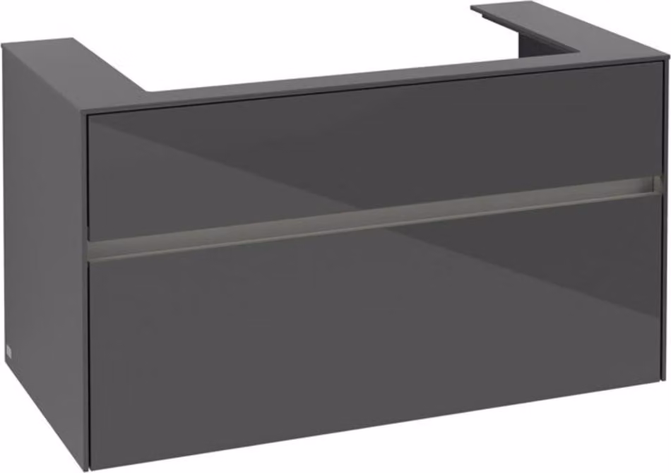 Villeroy & Boch Collaro Meuble sous-lavabo, lavabo au centre, montage mural, 2 tiroirs, avec éclairage, 1000x548x500mm, C020B0FP, C020B0FP