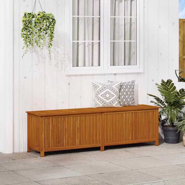 vidaXL Contenitore da Giardino in Legno di Acacia Oliato Marrone L: 200 cm, P: 50 cm, H: 58 cm