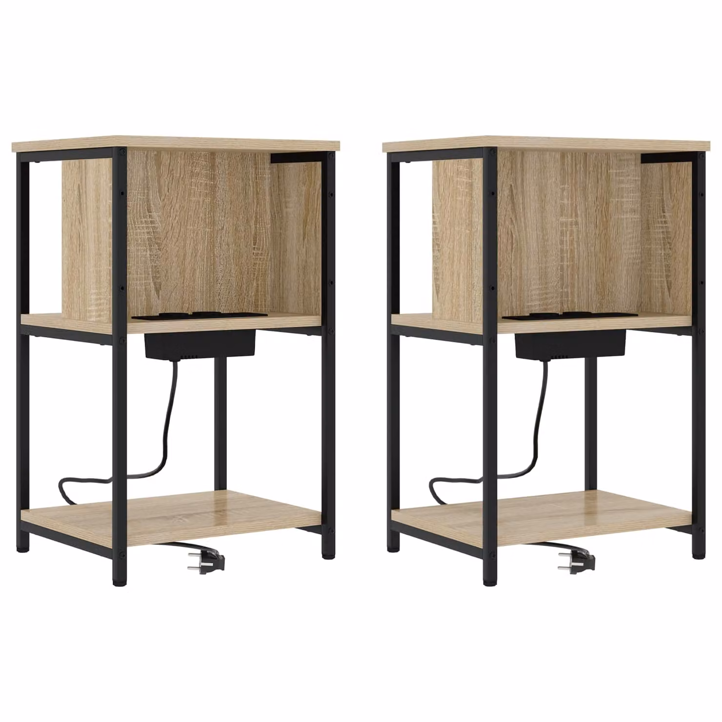 Set di 2 Armadi da Notte vidaXL in Rovere Sonoma Marrone, L 38 cm x P 31 cm x H 61 cm