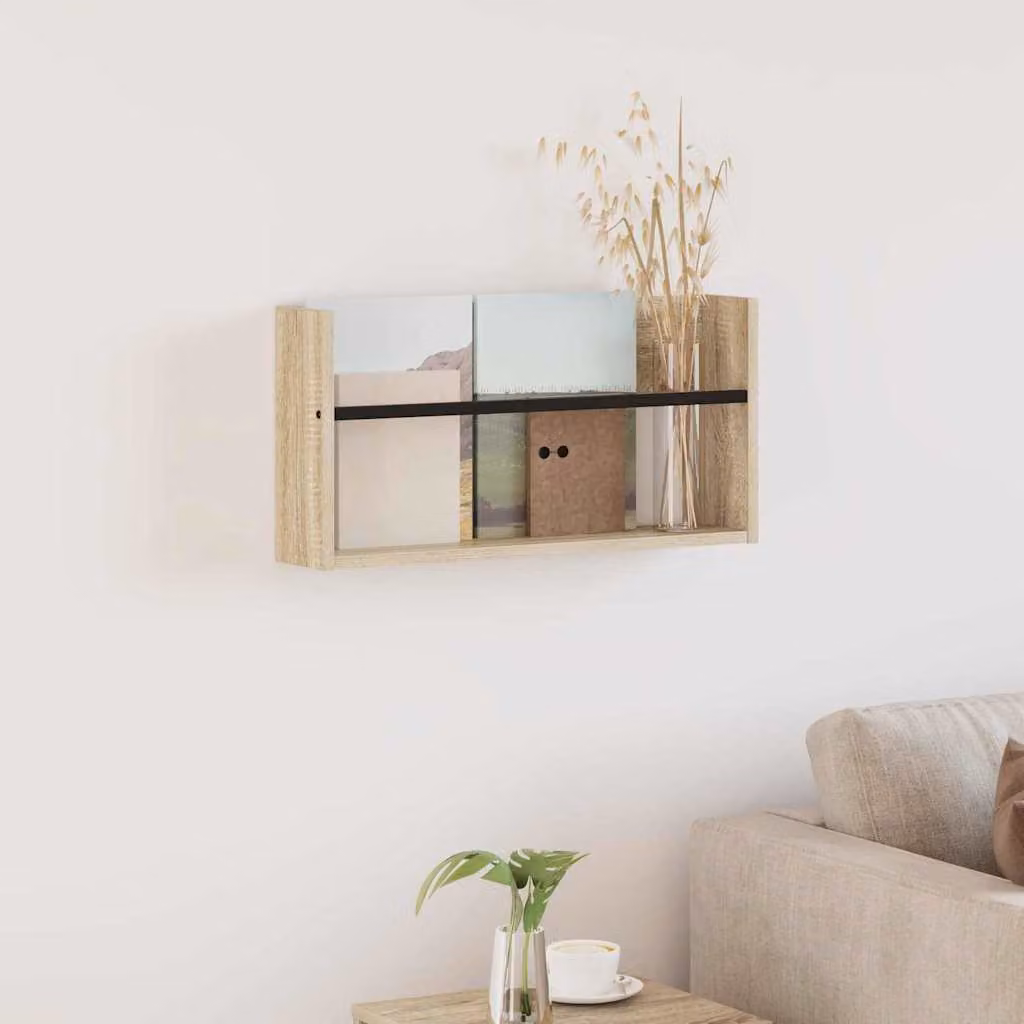 Scaffale per riviste da parete vidaXL in Rovere Sonoma, Marrone, L: 60 cm, P: 12 cm, H: 30 cm