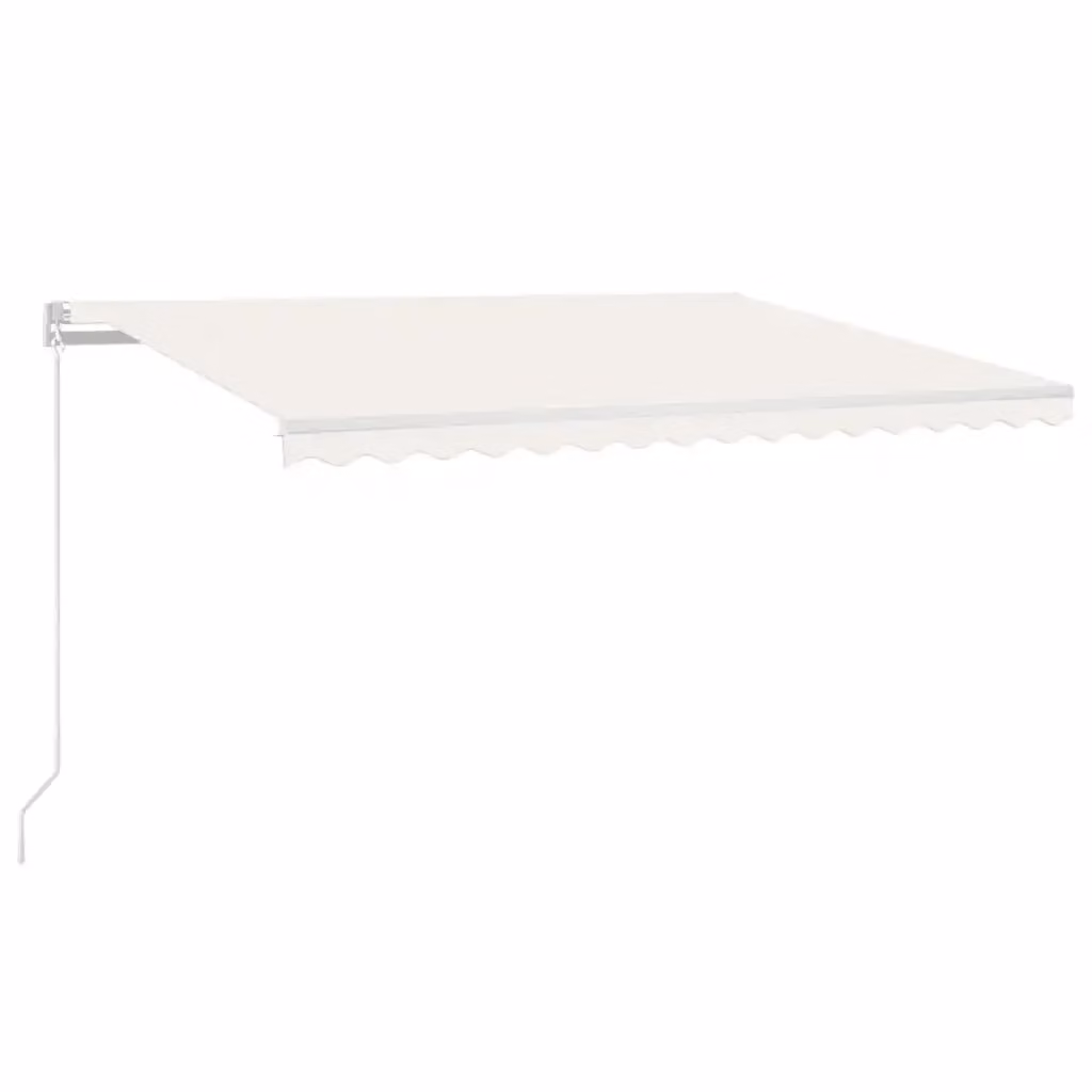 vidaXL Tenda da Sole Retrattile Manuale con LED in Poliestere e Alluminio, Colore Crema, L: 400 cm x P: 300 cm – 2