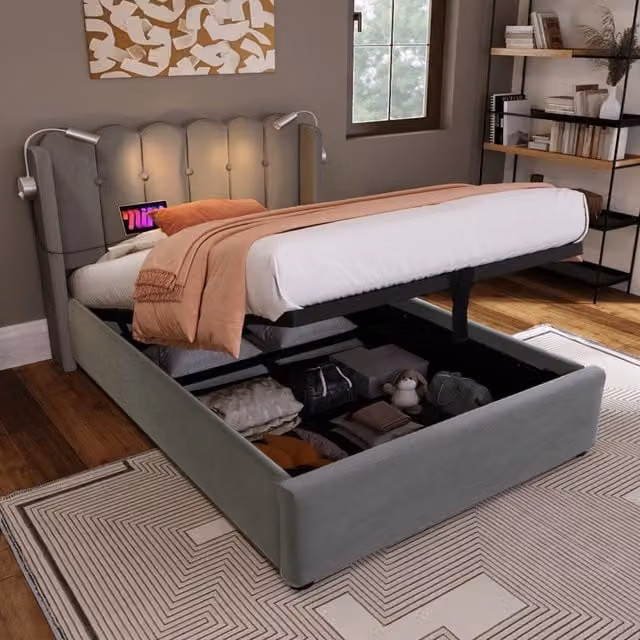 letto singolo velluto grigio 90 x 200 cm