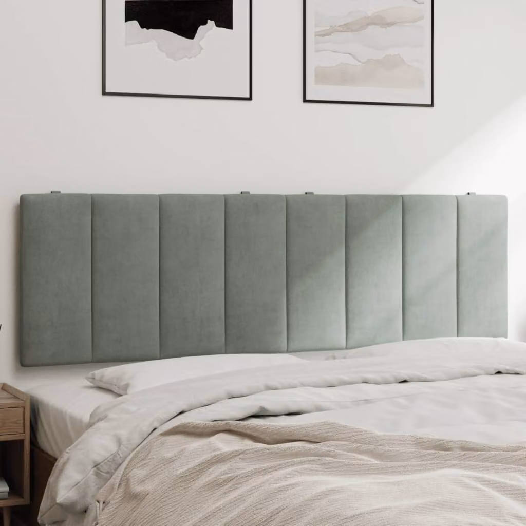 Cuscino Testiera vidaXL Hanko in Velluto Grigio Chiaro, Larghezza: 152 cm