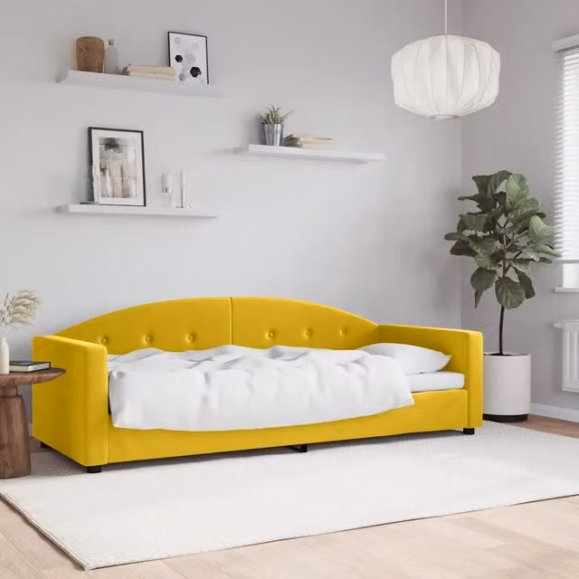 Letto da giorno moderno vidaXL in velluto giallo L: 200 cm, P: 90 cm, H: 75 cm