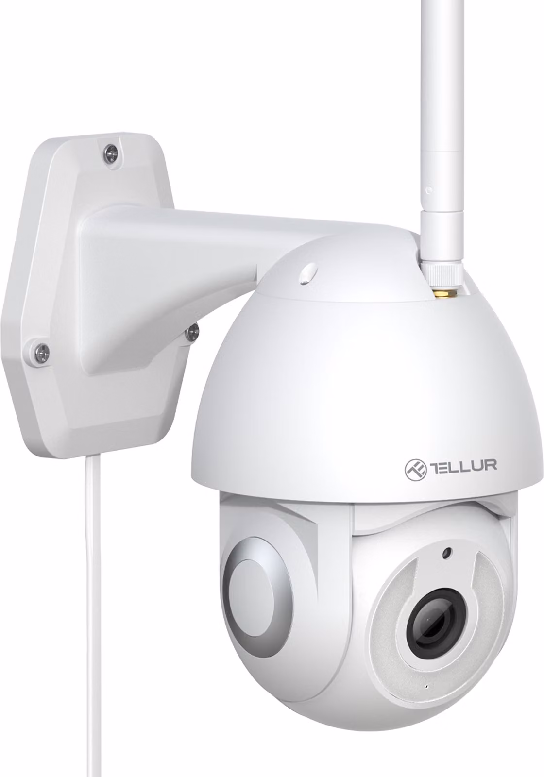 Telecamera intelligente Tellur WiFi per esterni, 3MP, Ultrahd, PTZ, bianco