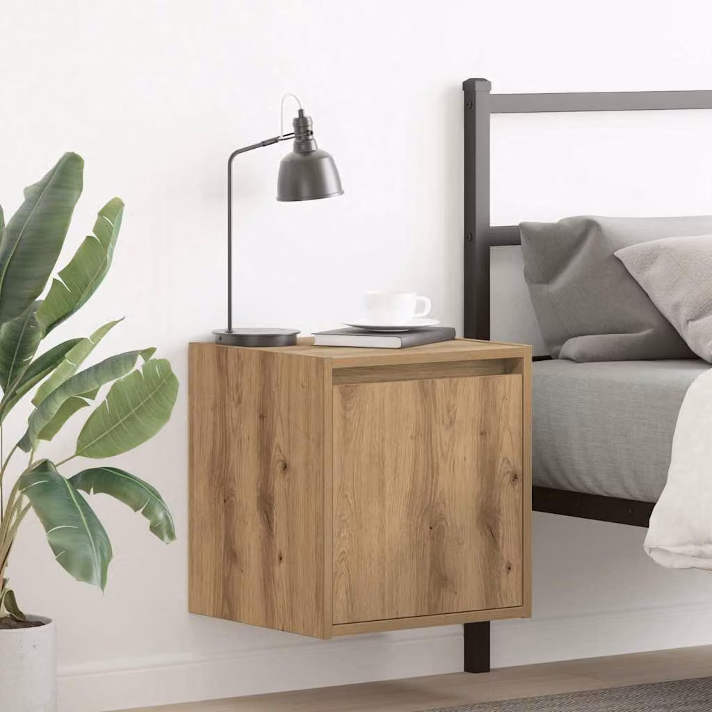 Set di 2 comodini da muro vidaXL in stile moderno, colore marrone, L 38 cm x P 34 cm x H 40 cm