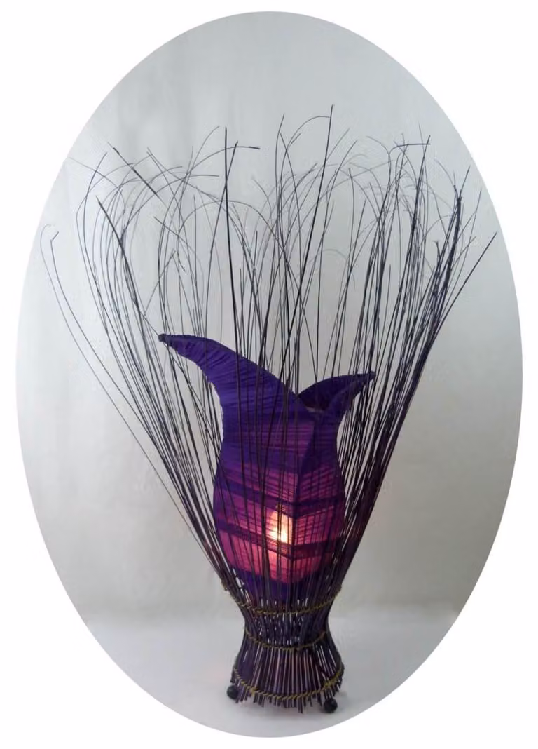 Lampada decorativa Lampada d'atmosfera Lampada asiatica Lampada da terra Lampada da tavolo Lampada da tavolo Bali Asia TULPE grande 100 cm, viola