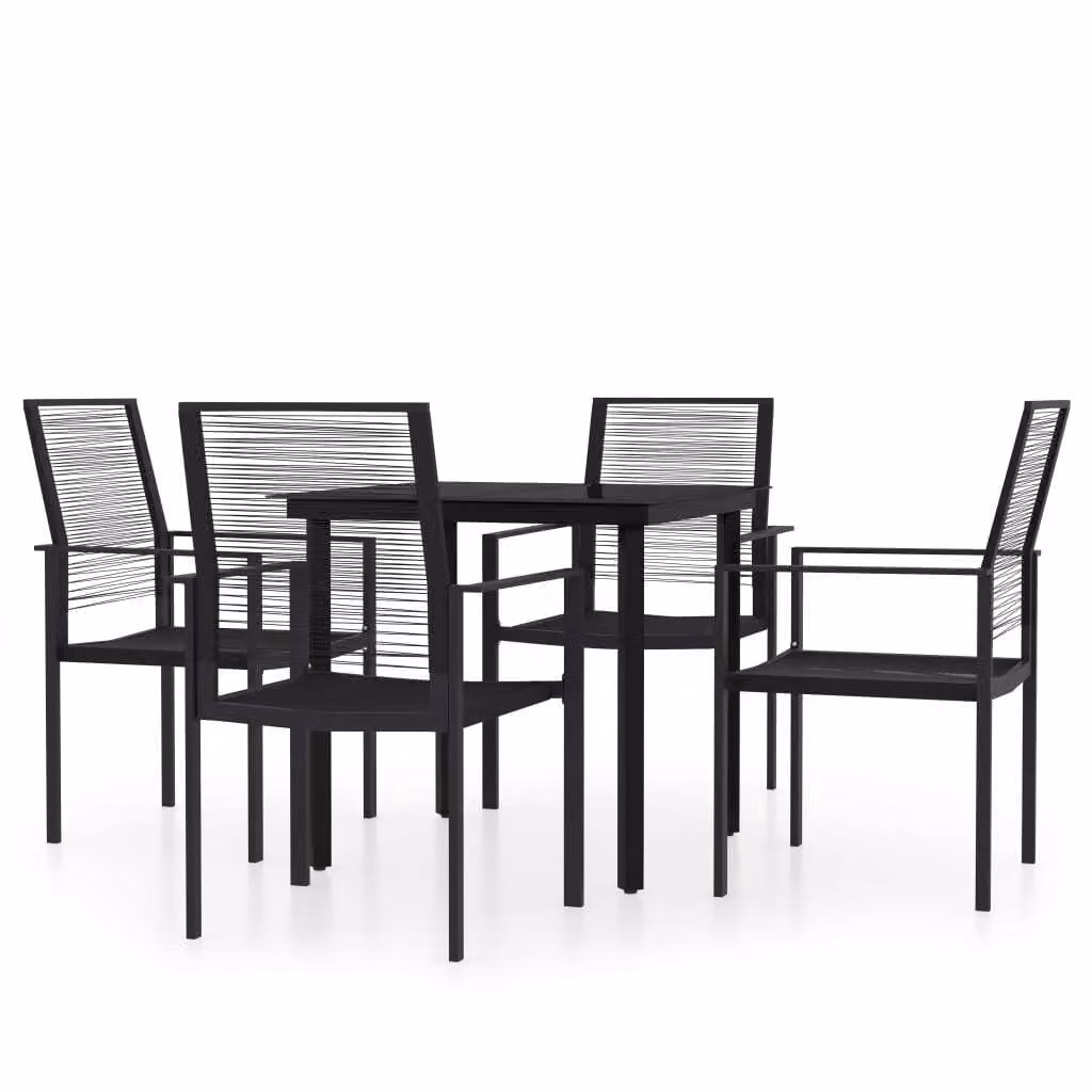 Set Mobili da Pranzo per Giardino 5 pz Nero