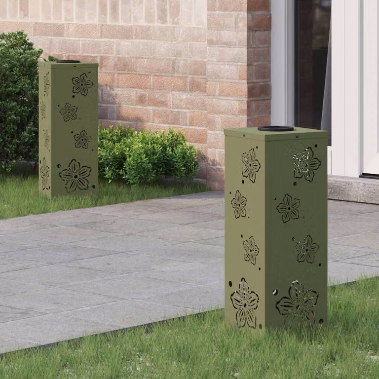 Set di 2 faretti LED solari vidaXL per sentieri e giardino, luce bianco caldo, H x L x P: 50 x 18 x 18 cm