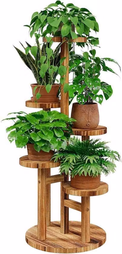 Portavasi in legno per interni ed esterni - 5 ripiani - una decorazione robusta per la casa e il giardino